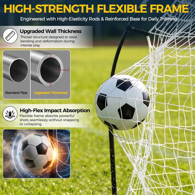 Alt view image 6 of 7 - Youth Adult Portable Soccer Goal 10x6.6FT Weather Resistant Net Quick Install