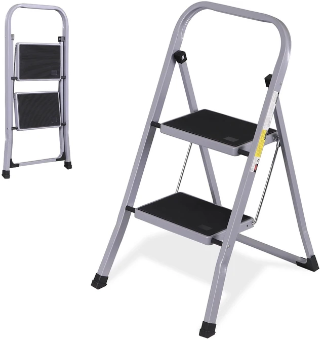 Main image of 2 Steps Ladder Folding Anti-Slip Safety Steel Wide Pedal Handgrip 350Lbs Load