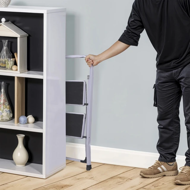 Alt view image 6 of 7 - 2 Steps Ladder Folding Anti-Slip Safety Steel Wide Pedal Handgrip 350Lbs Load