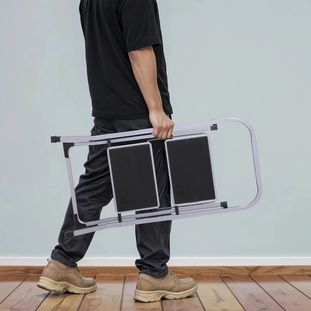 Alt view image 7 of 7 - 2 Steps Ladder Folding Anti-Slip Safety Steel Wide Pedal Handgrip 350Lbs Load