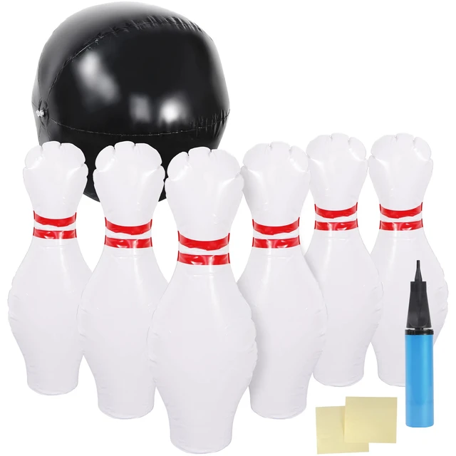Alt view image 2 of 7 - Inflatable Bowling Set for Kids Adults one Ball with Six Pin Outdoor Indoor