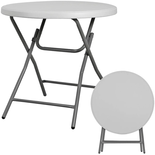 Main image of 32" Folding Table Round Plastic Cafe Dining Card Table In/Outdoor Party White