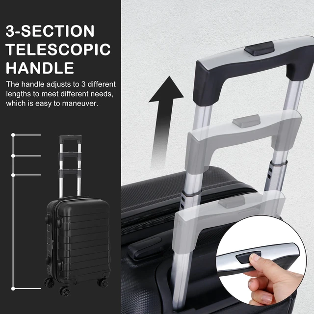 Alt view image 7 of 7 - 22" Hardside Carry On Spinner Suitcase Luggage Expandable with Wheels Black