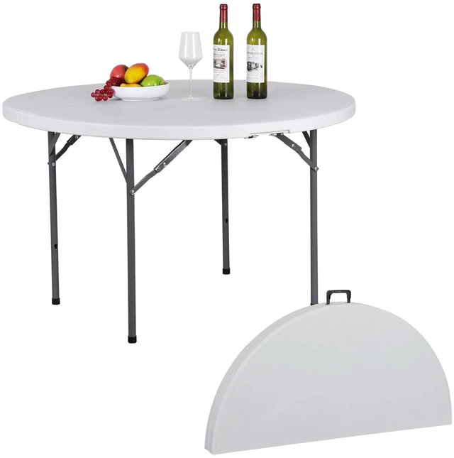 Main image of 48" Round Bi-Folding Commercial Table Plastic Dining Card Table for Outdoor