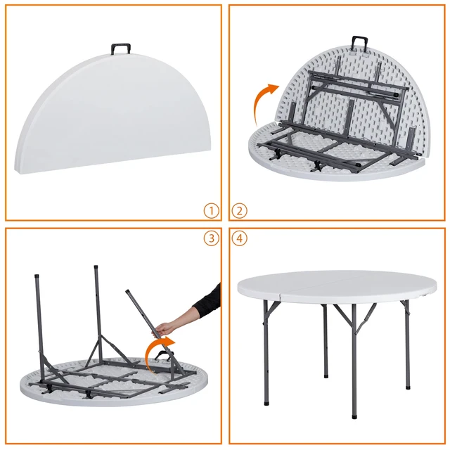 Alt view image 7 of 7 - 48" Round Bi-Folding Commercial Table Plastic Dining Card Table for Outdoor