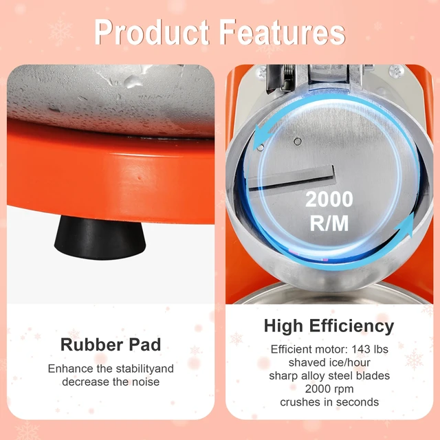 Alt view image 4 of 7 - 300W Electric Ice Crusher Machine Shaver Shaved Icee Snow Cone Maker 143 lbs New