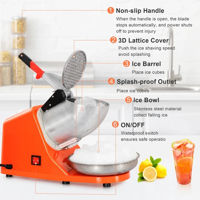 Alt view image 5 of 7 - 300W Electric Ice Crusher Machine Shaver Shaved Icee Snow Cone Maker 143 lbs New