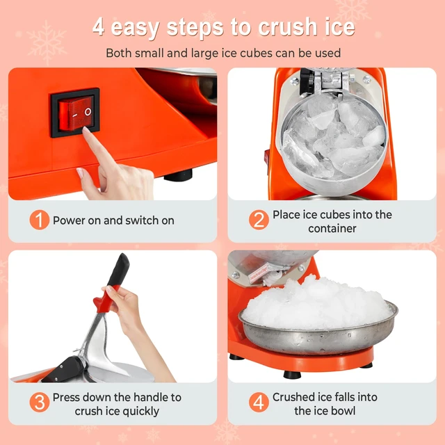 Alt view image 7 of 7 - 300W Electric Ice Crusher Machine Shaver Shaved Icee Snow Cone Maker 143 lbs New