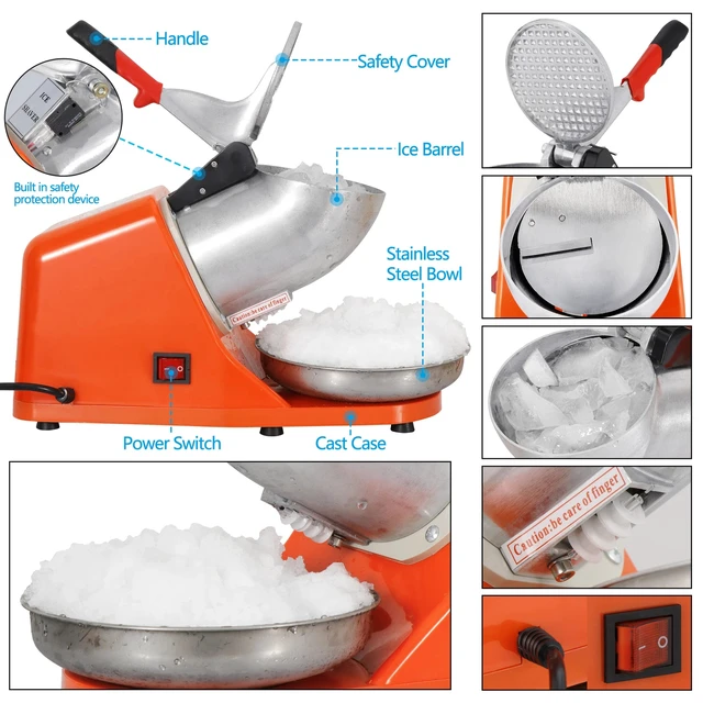 Alt view image 6 of 7 - 300W Electric Ice Crusher Machine Shaver Shaved Icee Snow Cone Maker 143 lbs New