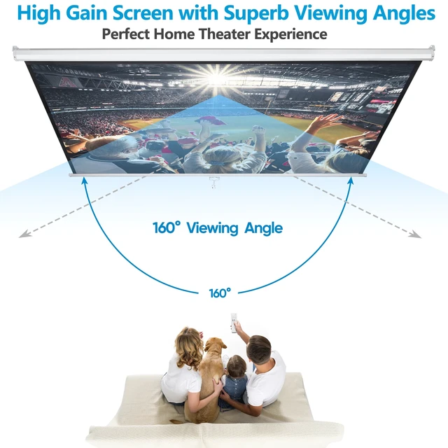 Alt view image 5 of 7 - 100 Inch 16:9 Manual Pull Down Projector Projection Screen Home Theater Movie