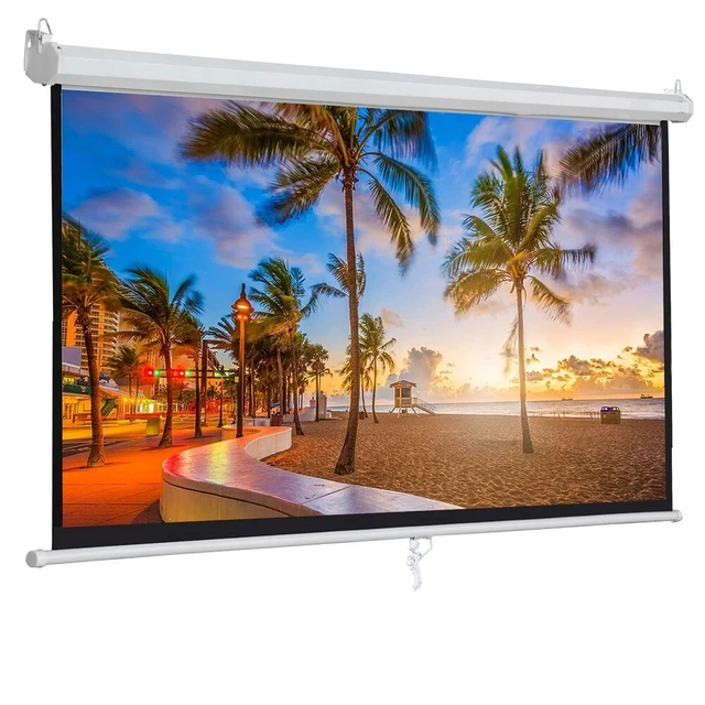 Alt view image 6 of 7 - 100 Inch 16:9 Manual Pull Down Projector Projection Screen Home Theater Movie
