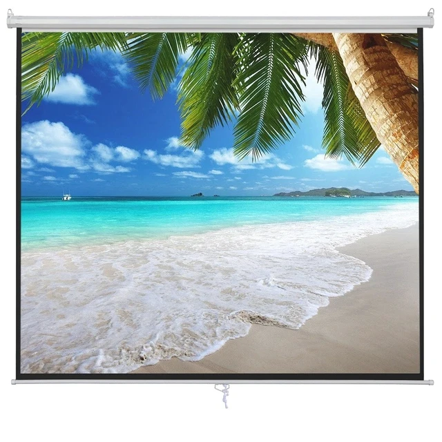 Alt view image 7 of 7 - 100 Inch 16:9 Manual Pull Down Projector Projection Screen Home Theater Movie