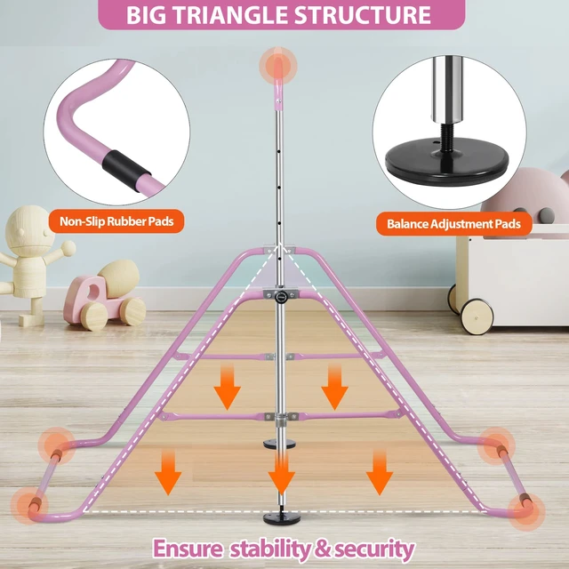 Alt view image 4 of 7 - Folding Gymnastic Horizontal Bars Equipment Adjustable Height Junior Training