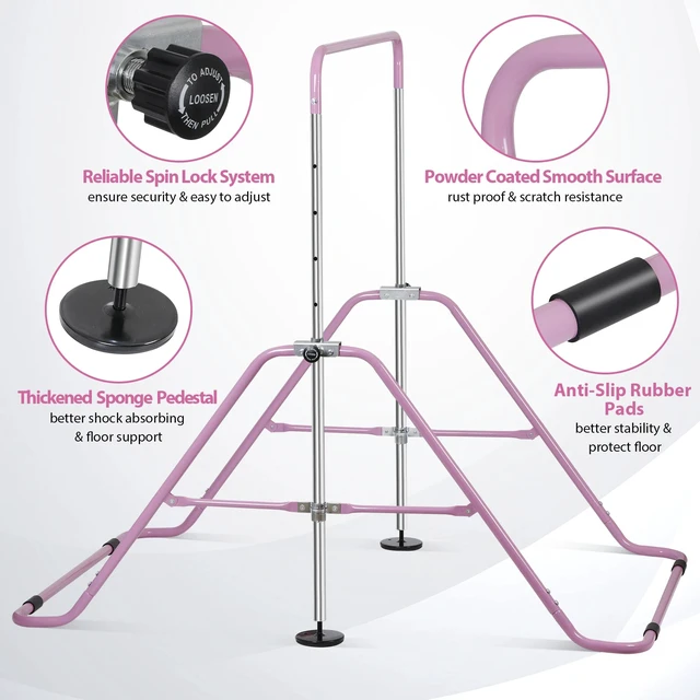 Alt view image 5 of 7 - Folding Gymnastic Horizontal Bars Equipment Adjustable Height Junior Training