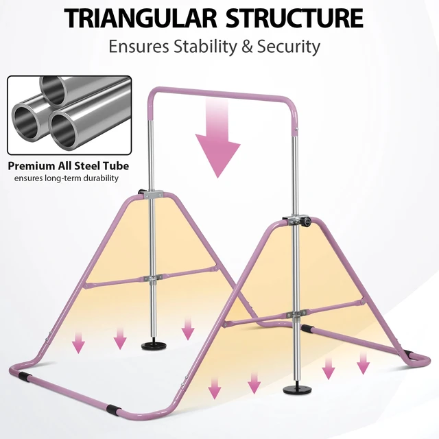 Alt view image 7 of 7 - Folding Gymnastic Horizontal Bars Equipment Adjustable Height Junior Training