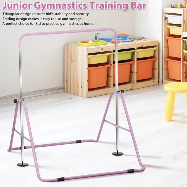 Alt view image 6 of 7 - Folding Gymnastic Horizontal Bars Equipment Adjustable Height Junior Training