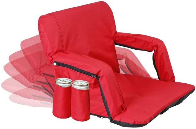 Main image of Reclining Stadium Seat for Bleachers w/ Padded Backrest Adjustable Armrests Red