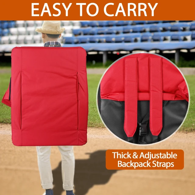Alt view image 5 of 7 - Reclining Stadium Seat for Bleachers w/ Padded Backrest Adjustable Armrests Red