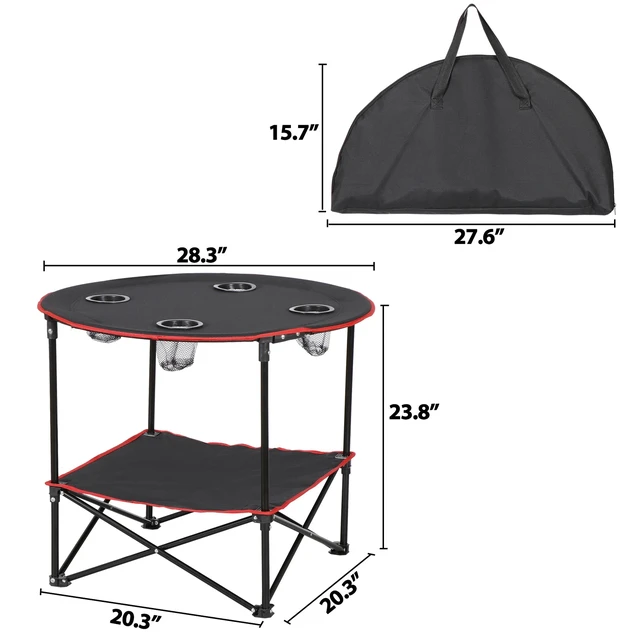 Alt view image 2 of 7 - Folding Picnic Table Portable Outdoor Camping Table with 4 Cup Holders and Bags