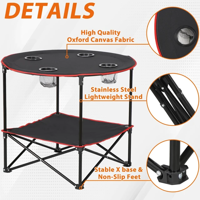 Alt view image 7 of 7 - Folding Picnic Table Portable Outdoor Camping Table with 4 Cup Holders and Bags