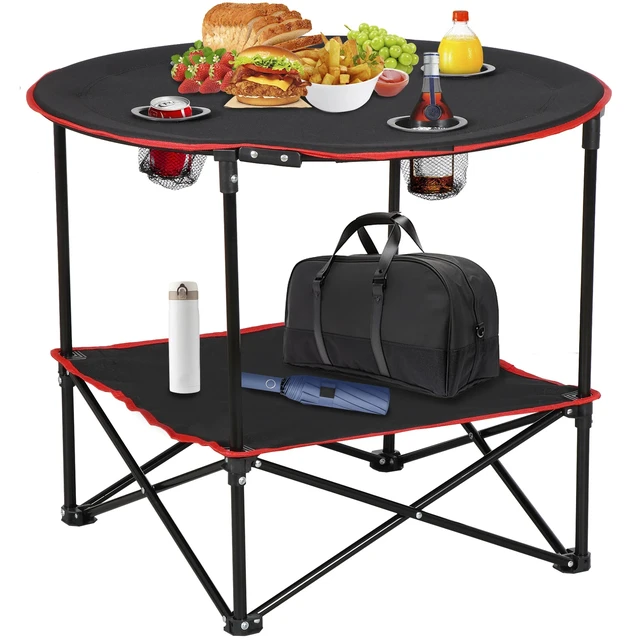 Alt view image 6 of 7 - Folding Picnic Table Portable Outdoor Camping Table with 4 Cup Holders and Bags