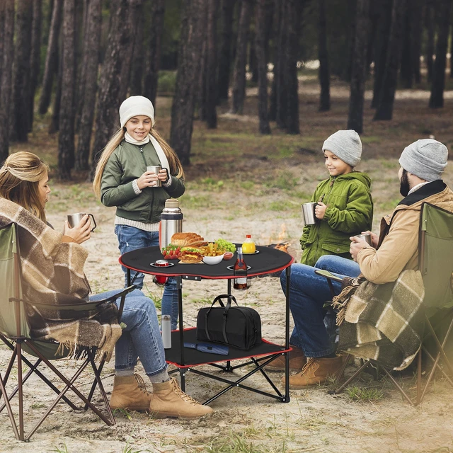 Alt view image 4 of 7 - Folding Picnic Table Portable Outdoor Camping Table with 4 Cup Holders and Bags