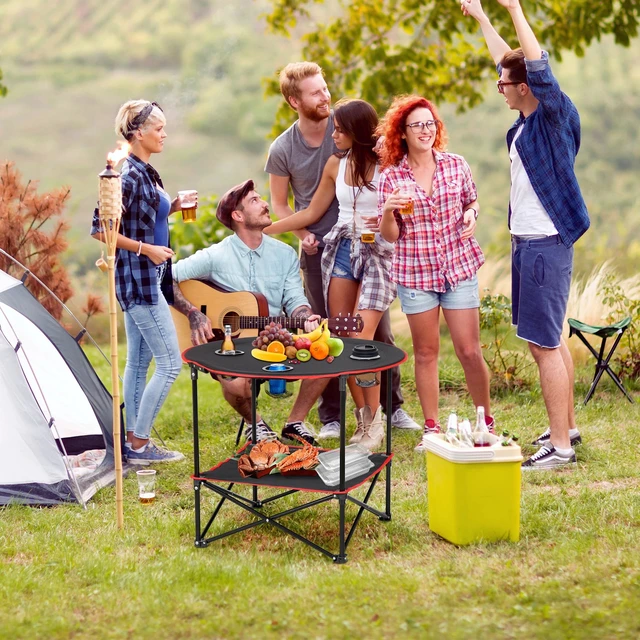Alt view image 3 of 7 - Folding Picnic Table Portable Outdoor Camping Table with 4 Cup Holders and Bags
