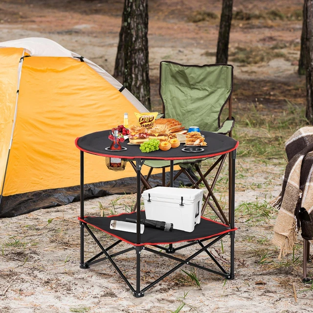 Alt view image 5 of 7 - Folding Picnic Table Portable Outdoor Camping Table with 4 Cup Holders and Bags