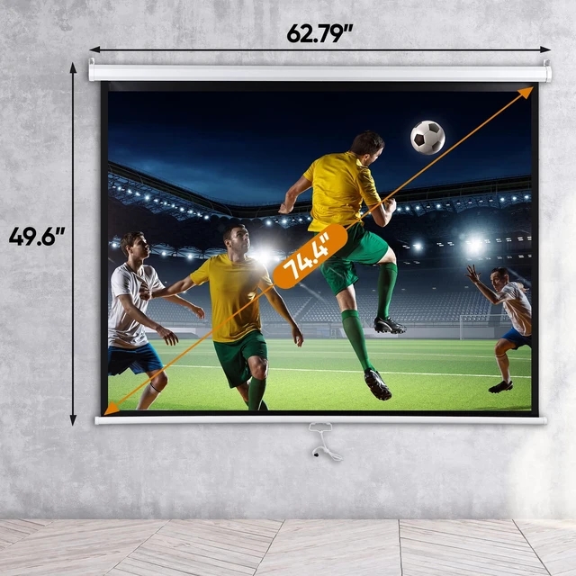Alt view image 2 of 7 - 72" Roll Down Pull Down Projection Projector Screen 4:3 HD Movie Theater Home