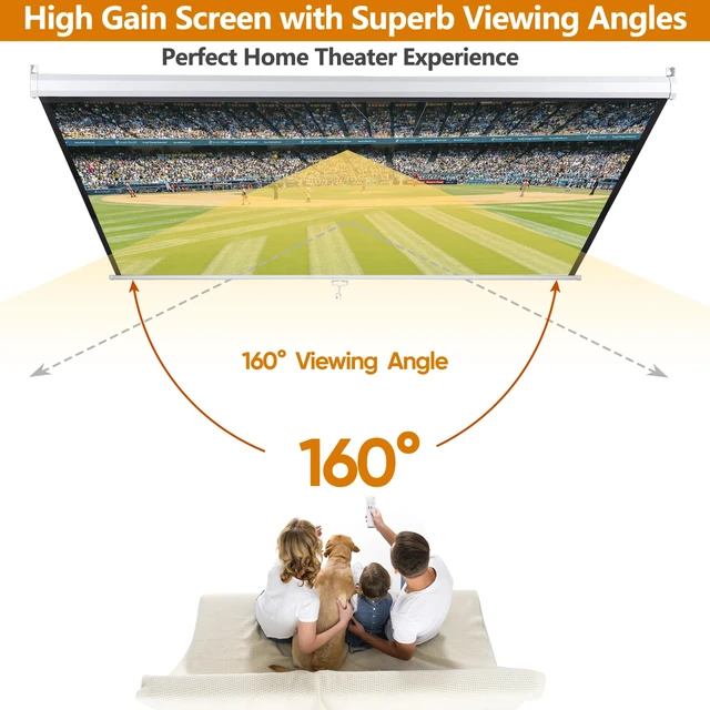 Alt view image 3 of 7 - 72" Roll Down Pull Down Projection Projector Screen 4:3 HD Movie Theater Home