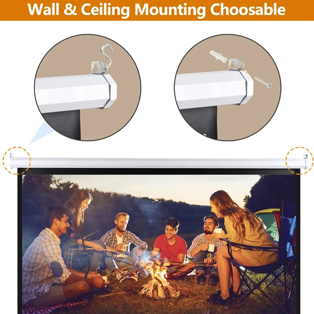 Alt view image 5 of 7 - 72" Roll Down Pull Down Projection Projector Screen 4:3 HD Movie Theater Home