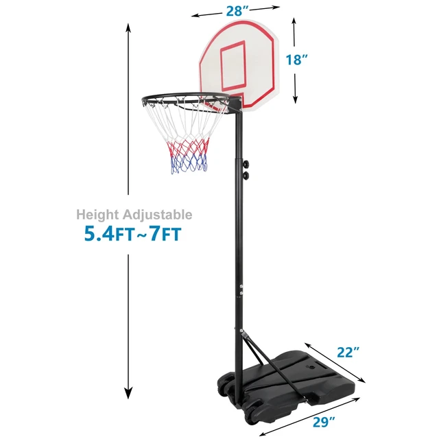 Alt view image 3 of 7 - 28'' x 18'' Backboard Adjustable Height Basketball Hoop Outdoor Stand