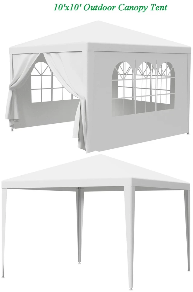 Main image of 10'x10' 4 Walls Outdoor Canopy Party Tent Wedding Heavy Duty Gazebo Garden BBQ