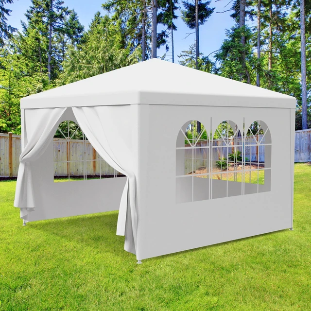Alt view image 6 of 7 - 10'x10' 4 Walls Outdoor Canopy Party Tent Wedding Heavy Duty Gazebo Garden BBQ