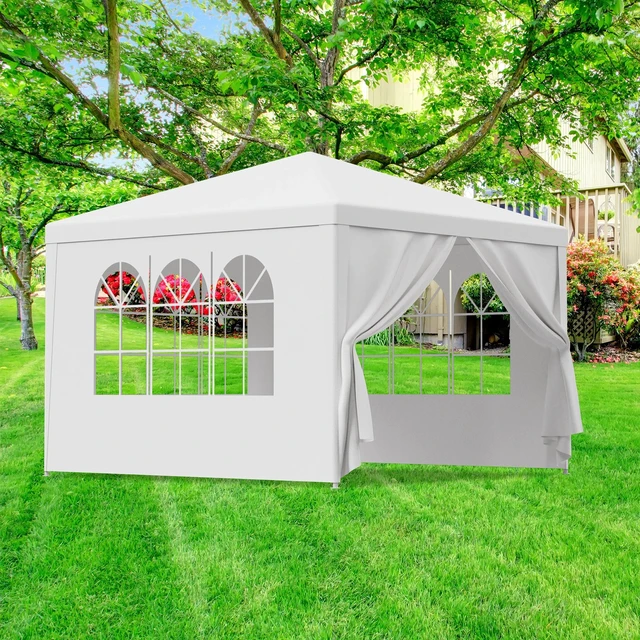 Alt view image 7 of 7 - 10'x10' 4 Walls Outdoor Canopy Party Tent Wedding Heavy Duty Gazebo Garden BBQ