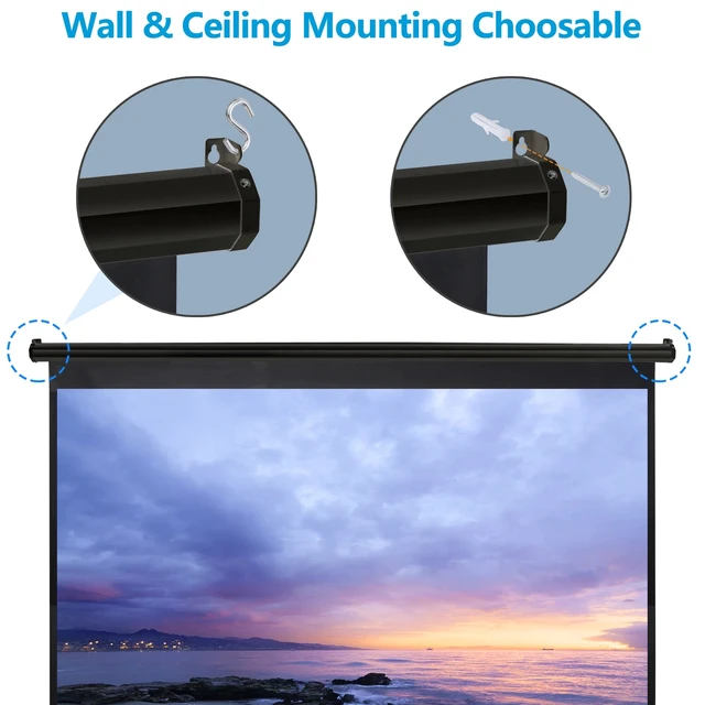 Alt view image 3 of 7 - 16:9 HD Projection Projector Screen Manual Pull Down for Home Movie Theate 100''