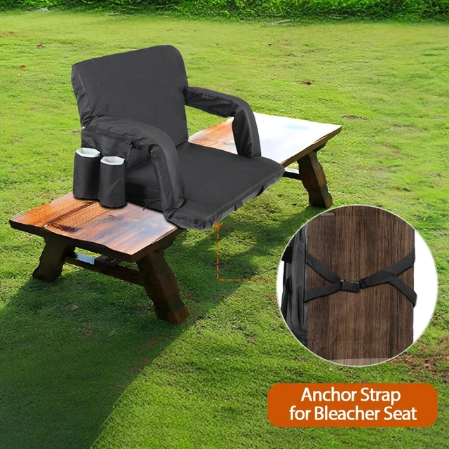 Alt view image 4 of 7 - Reclining Stadium Seat Chair with Backrest and Armrests Cushion for Bleachers