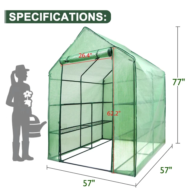 Alt view image 2 of 7 - Portable Greenhouse Walk In Green House Outdoor Plant Gardening Year Around