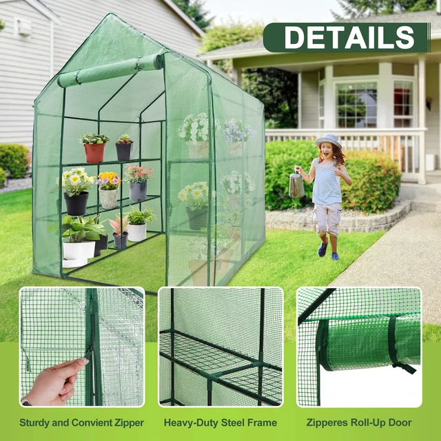 Alt view image 4 of 7 - Portable Greenhouse Walk In Green House Outdoor Plant Gardening Year Around