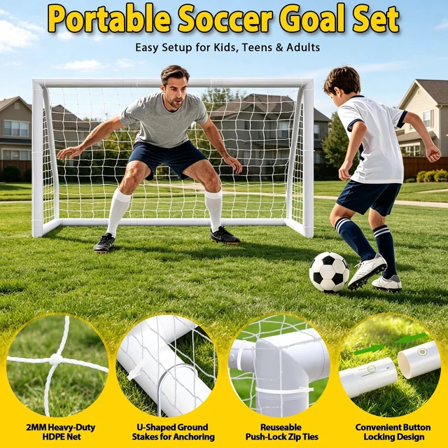 Alt view image 5 of 7 - 6' x 4' Soccer Nets for Backyard Portable Training Equipment PVC Soccer Goals