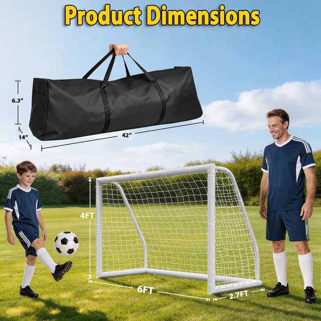 Alt view image 6 of 7 - 6' x 4' Soccer Nets for Backyard Portable Training Equipment PVC Soccer Goals