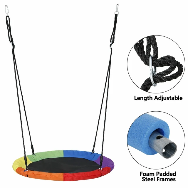 Alt view image 7 of 7 - 40" Saucer Tree Swing Outdoor Flying Saucer Rope Swing Platform w/Tree Strap