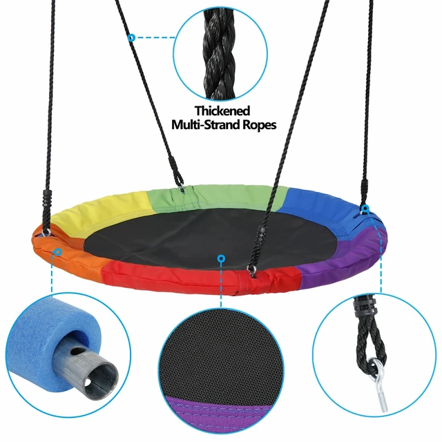 Alt view image 6 of 7 - 40" Saucer Tree Swing Outdoor Flying Saucer Rope Swing Platform w/Tree Strap