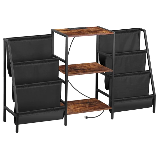 Alt view image 2 of 7 - Large Vintage Record Player Table Vinyl Display Shelf w/ Power Outlets & Socket