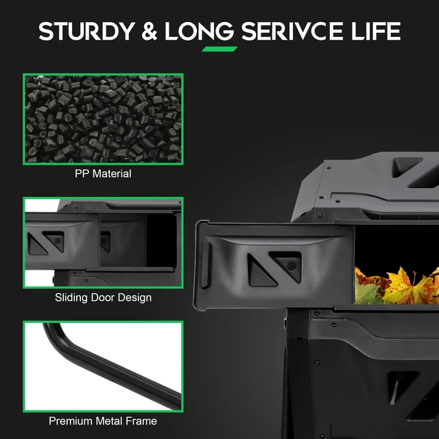 Alt view image 5 of 7 - Large Composting Tumbler 43 Gallon Outdoor Gardening Large Compost Bin with Door