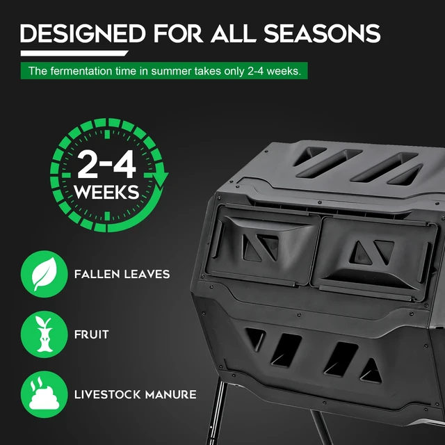 Alt view image 6 of 7 - Large Composting Tumbler 43 Gallon Outdoor Gardening Large Compost Bin with Door
