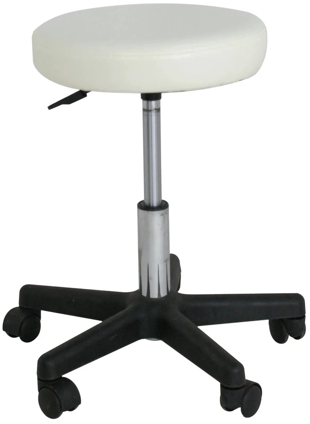 Main image of Adjustable White Swivel Hydraulic Salon Stool Rolling Chair Facial Massage