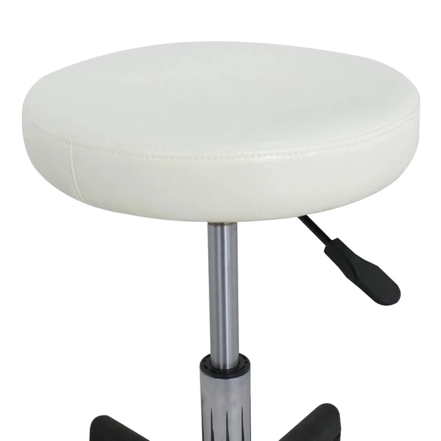 Alt view image 3 of 6 - Adjustable White Swivel Hydraulic Salon Stool Rolling Chair Facial Massage