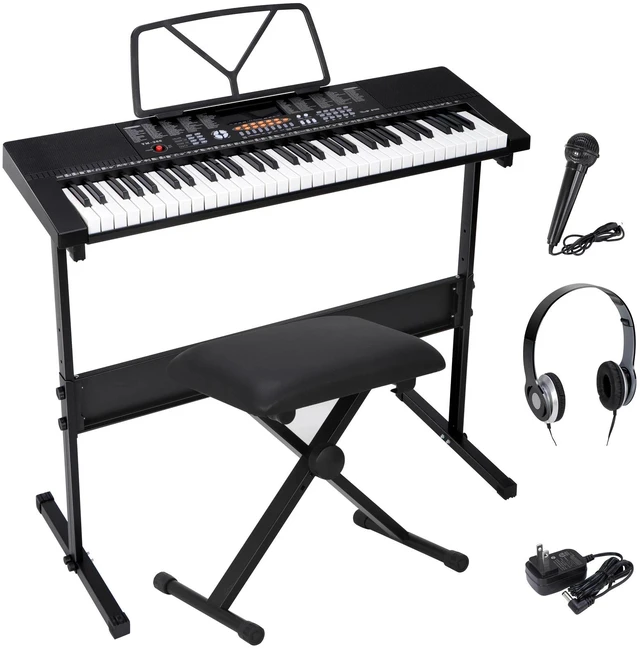 Main image of 61 Key Electronic Keyboard Piano Organ with Microphone Stand Stool Earphone