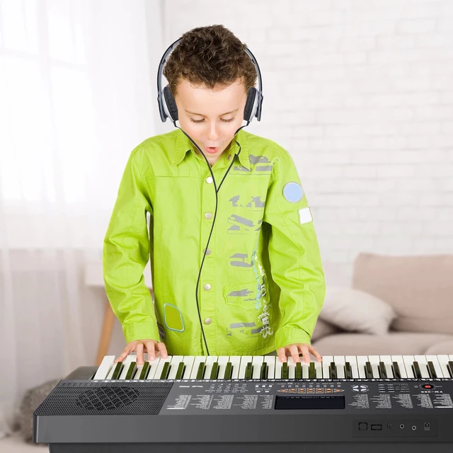 Alt view image 3 of 7 - 61 Key Electronic Keyboard Piano Organ with Microphone Stand Stool Earphone